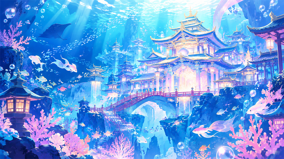 龍宮の海中宮殿のイメージイラスト